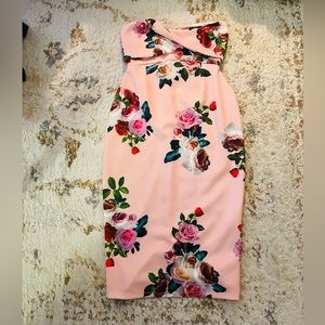 ASOS DESIGN floral twist front scuba bodycon midi dress. Lightly worn. Size 8.